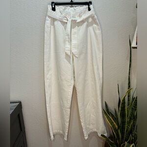NWT- Anna & Ava Paper Bag Waist Stretch Trousers in White